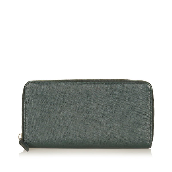 プラダ 長財布 ラウンドファスナー グリーン サフィアーノ レディース PRADA 【中古】
