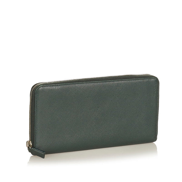 プラダ 長財布 ラウンドファスナー グリーン サフィアーノ レディース PRADA 【中古】