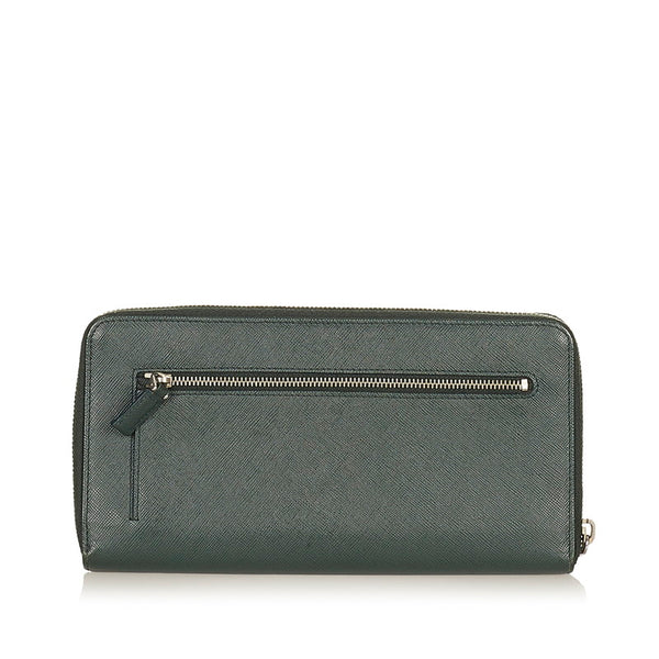 プラダ 長財布 ラウンドファスナー グリーン サフィアーノ レディース PRADA 【中古】