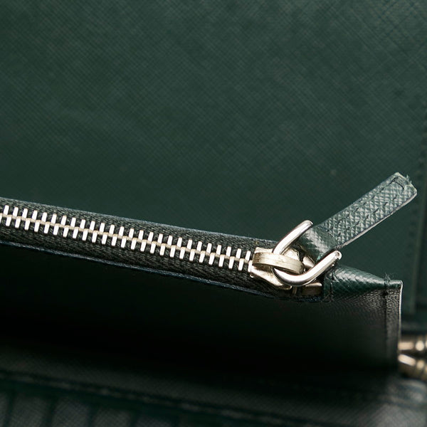 プラダ 長財布 ラウンドファスナー グリーン サフィアーノ レディース PRADA 【中古】