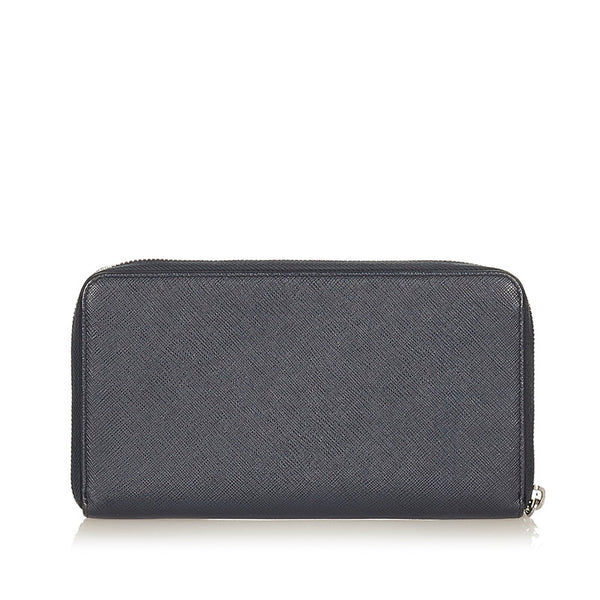 プラダ 長財布 ラウンドファスナー ネイビー サフィアーノ レディース PRADA 【中古】