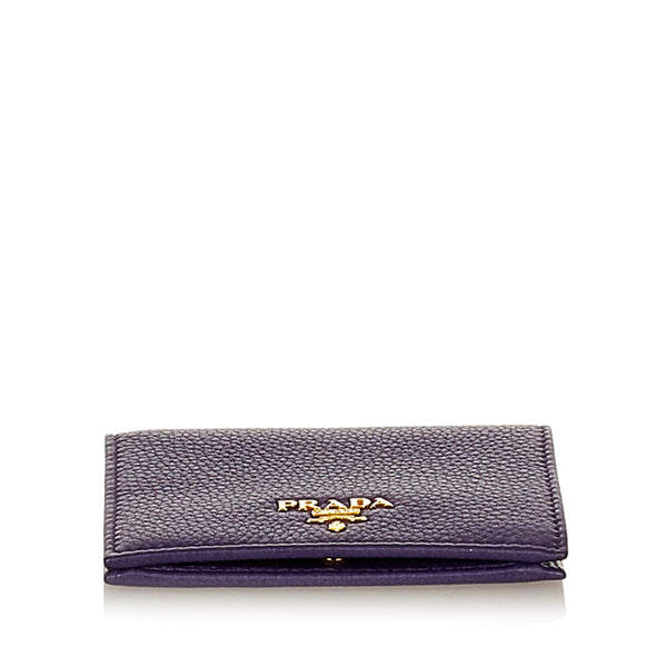 プラダ パープル レザー 二つ折り財布 レディース PRADA 【中古】
