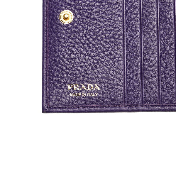 プラダ パープル レザー 二つ折り財布 レディース PRADA 【中古】