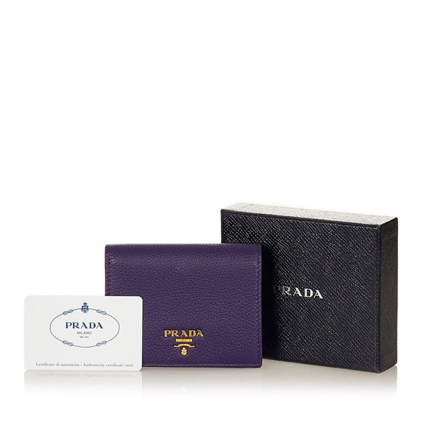 プラダ パープル レザー 二つ折り財布 レディース PRADA 【中古】