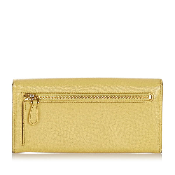プラダ サフィアーノ イエロー レザー 長財布 レディース PRADA 【中古】