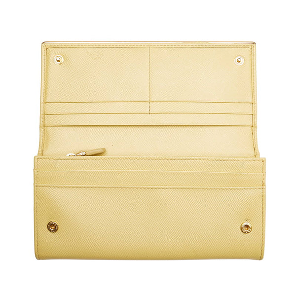 プラダ サフィアーノ イエロー レザー 長財布 レディース PRADA 【中古】
