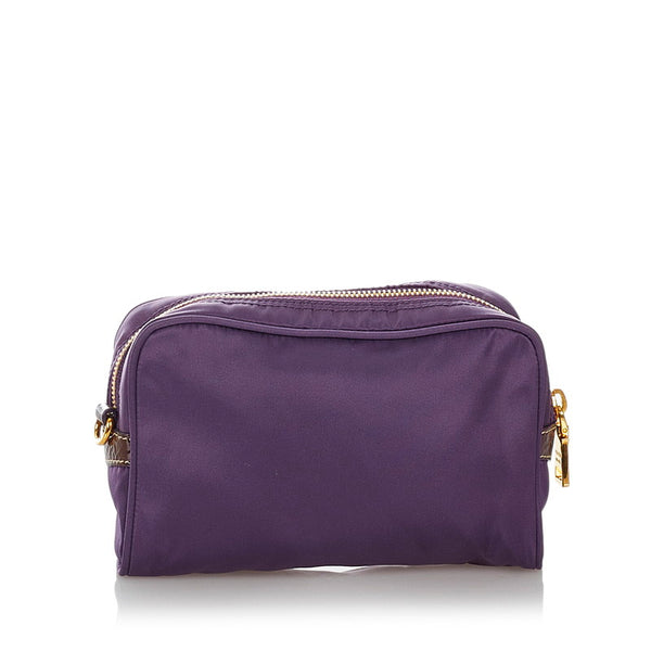 プラダ パープル ナイロン レザー ポーチ レディース PRADA 【中古】