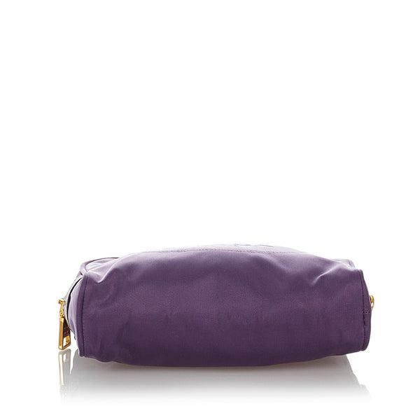 プラダ パープル ナイロン レザー ポーチ レディース PRADA 【中古】