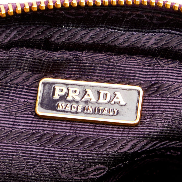 プラダ パープル ナイロン レザー ポーチ レディース PRADA 【中古】