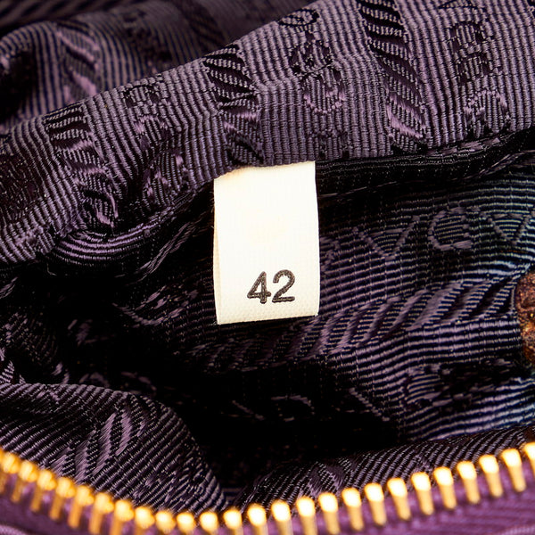 プラダ パープル ナイロン レザー ポーチ レディース PRADA 【中古】