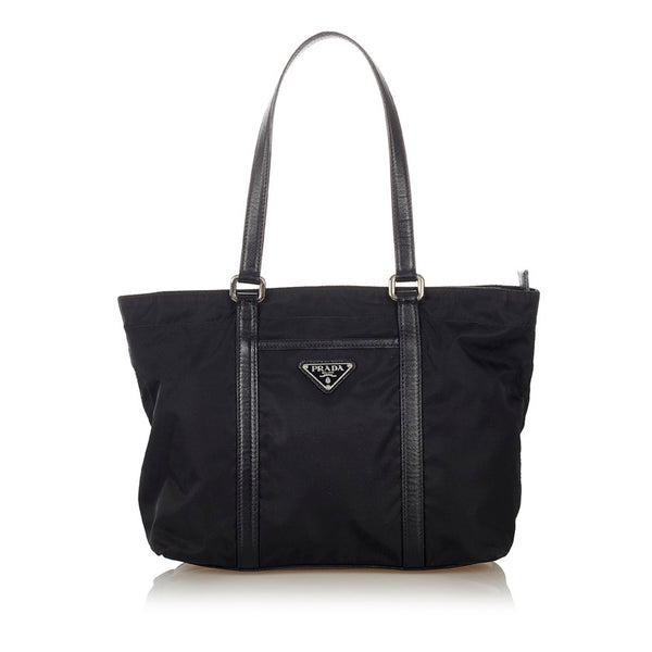 プラダ ポコノ トートバッグ ブラック ナイロン レザー レディース PRADA 【中古】