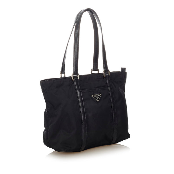 プラダ ポコノ トートバッグ ブラック ナイロン レザー レディース PRADA 【中古】