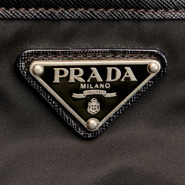 プラダ ポコノ トートバッグ ブラック ナイロン レザー レディース PRADA 【中古】