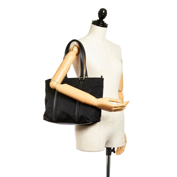 プラダ ポコノ トートバッグ ブラック ナイロン レザー レディース PRADA 【中古】
