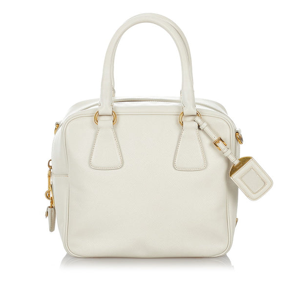 プラダ BL0757 ホワイト サフィアーノ ハンドバッグ ショルダーバッグ ２WAY レディース PRADA 【中古】