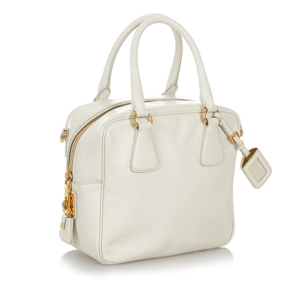 プラダ BL0757 ホワイト サフィアーノ ハンドバッグ ショルダーバッグ ２WAY レディース PRADA 【中古】