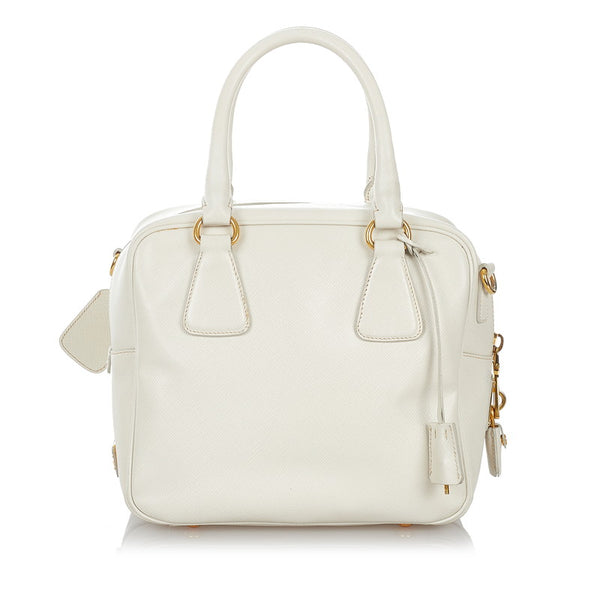 プラダ BL0757 ホワイト サフィアーノ ハンドバッグ ショルダーバッグ ２WAY レディース PRADA 【中古】