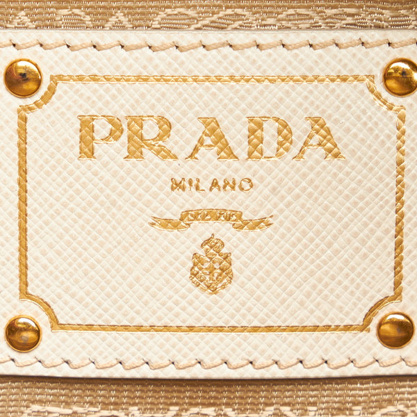 プラダ BL0757 ホワイト サフィアーノ ハンドバッグ ショルダーバッグ ２WAY レディース PRADA 【中古】
