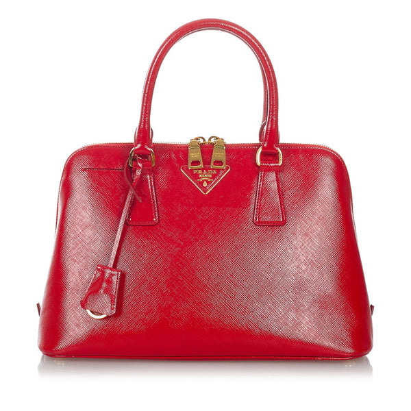プラダ サフィアーノ BL0837 レッド レザー ハンドバッグ ショルダーバッグ 2WAY レディース PRADA 【中古】