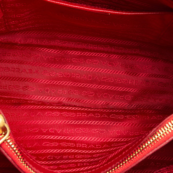 プラダ サフィアーノ BL0837 レッド レザー ハンドバッグ ショルダーバッグ 2WAY レディース PRADA 【中古】
