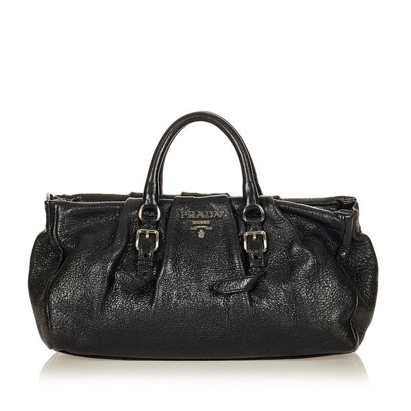 プラダ ブラック レザー ハンドバッグ レディース PRADA 【中古】