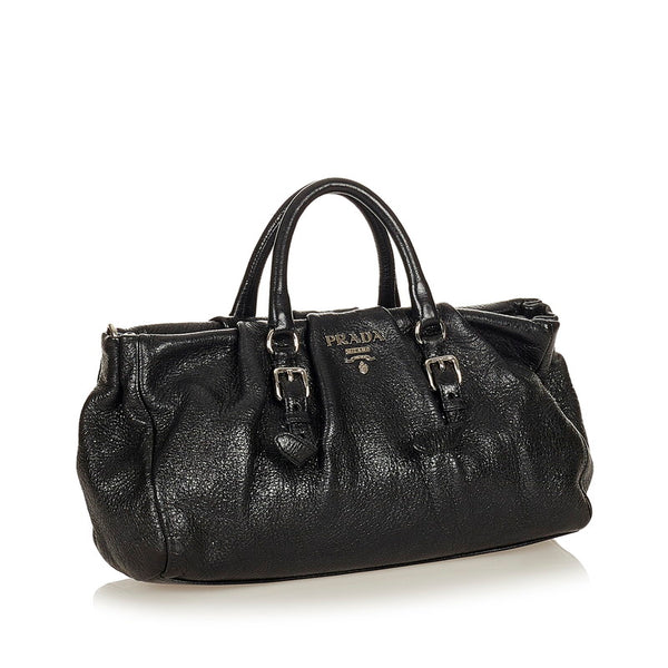 プラダ ブラック レザー ハンドバッグ レディース PRADA 【中古】