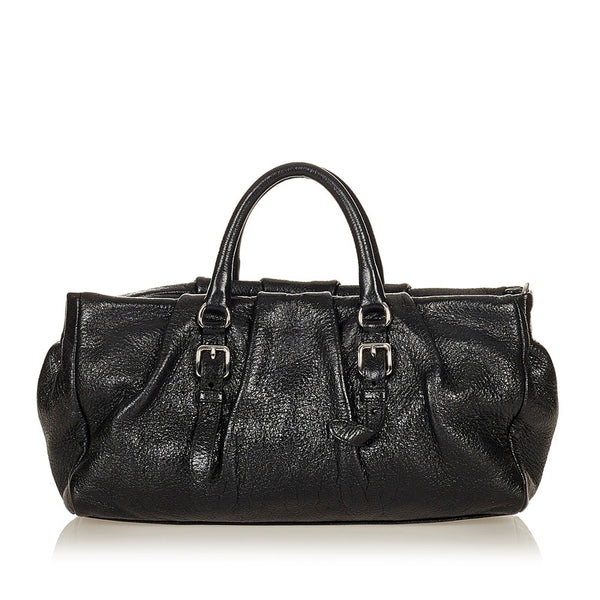 プラダ ブラック レザー ハンドバッグ レディース PRADA 【中古】
