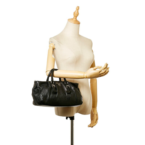 プラダ ブラック レザー ハンドバッグ レディース PRADA 【中古】