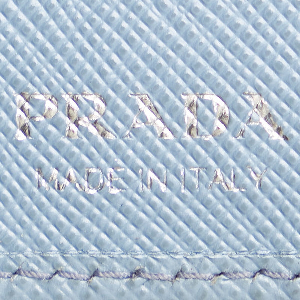 プラダ ライトブルー レザー サフィアーノ 三つ折り財布 レディース PRADA 【中古】