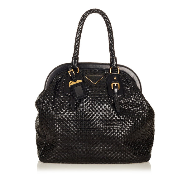 プラダ ブラック レザー トートバッグ レディース PRADA 【中古】