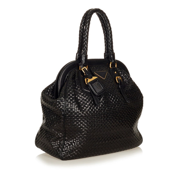プラダ ブラック レザー トートバッグ レディース PRADA 【中古】