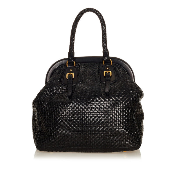 プラダ ブラック レザー トートバッグ レディース PRADA 【中古】