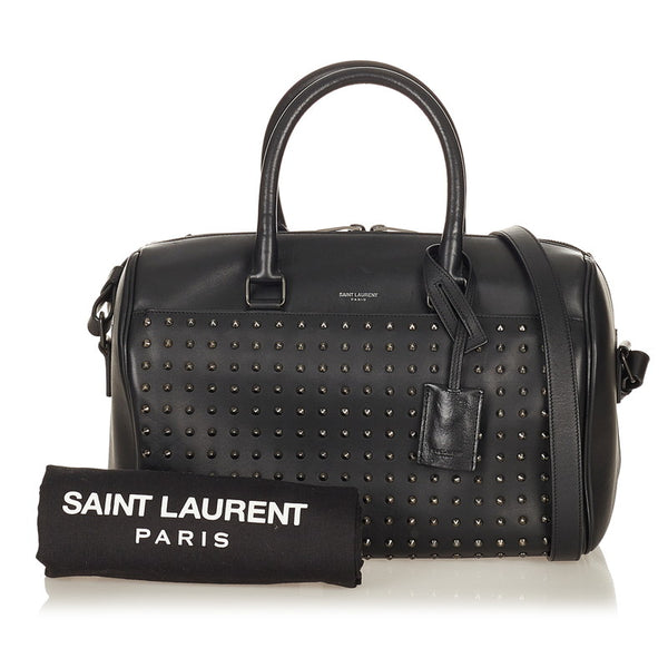 サンローラン ダッフル ブラック レザー ボストンバッグ ショルダーバッグ 2WAY レディース SAINT LAURENT 【中古】