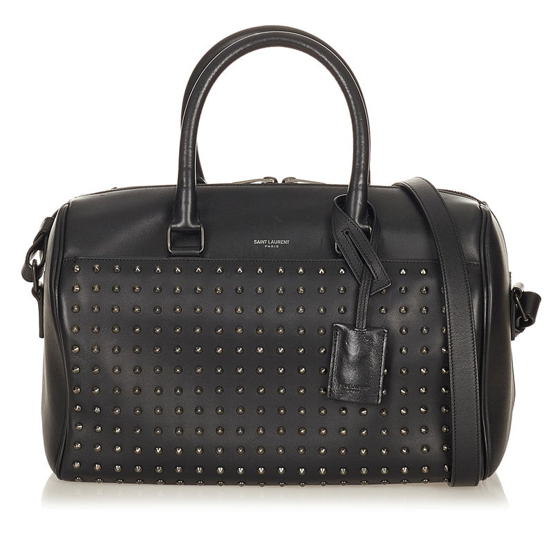 サンローラン ダッフル ブラック レザー ボストンバッグ ショルダーバッグ 2WAY レディース SAINT LAURENT 【中古】