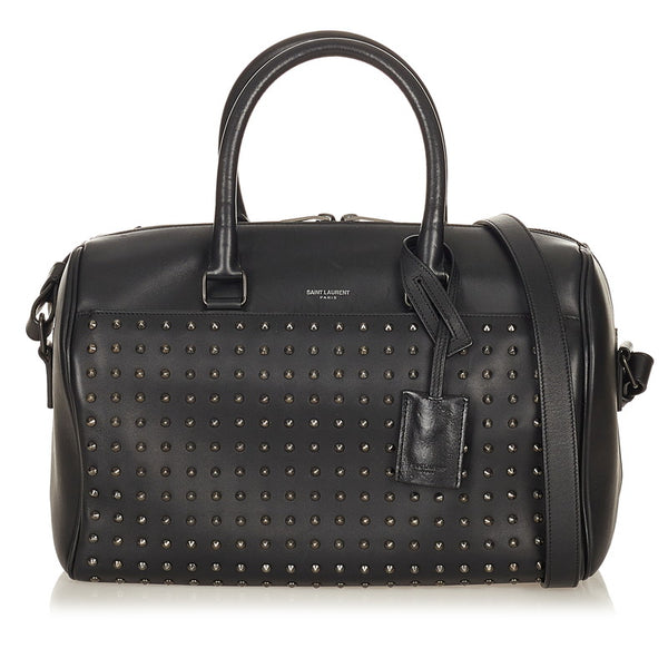 サンローラン ダッフル ブラック レザー ボストンバッグ ショルダーバッグ 2WAY レディース SAINT LAURENT 【中古】