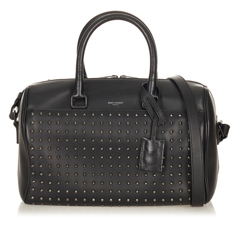 サンローラン ダッフル ブラック レザー ボストンバッグ ショルダーバッグ 2WAY レディース SAINT LAURENT 【中古】