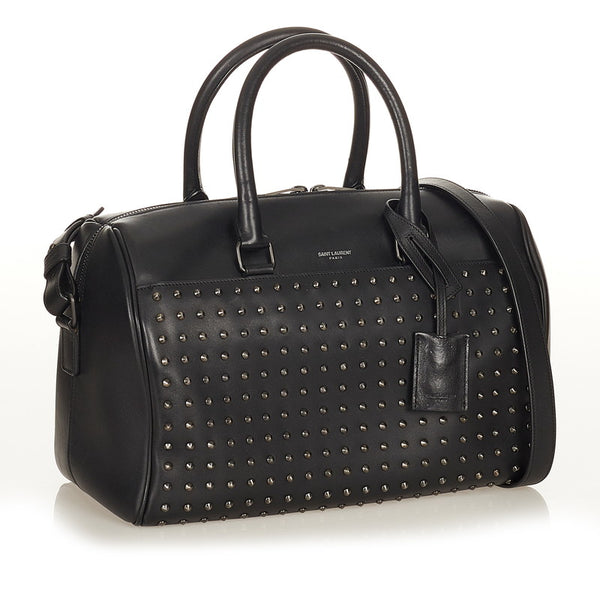 サンローラン ダッフル ブラック レザー ボストンバッグ ショルダーバッグ 2WAY レディース SAINT LAURENT 【中古】