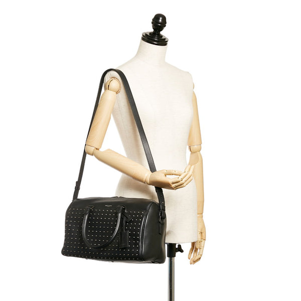 サンローラン ダッフル ブラック レザー ボストンバッグ ショルダーバッグ 2WAY レディース SAINT LAURENT 【中古】