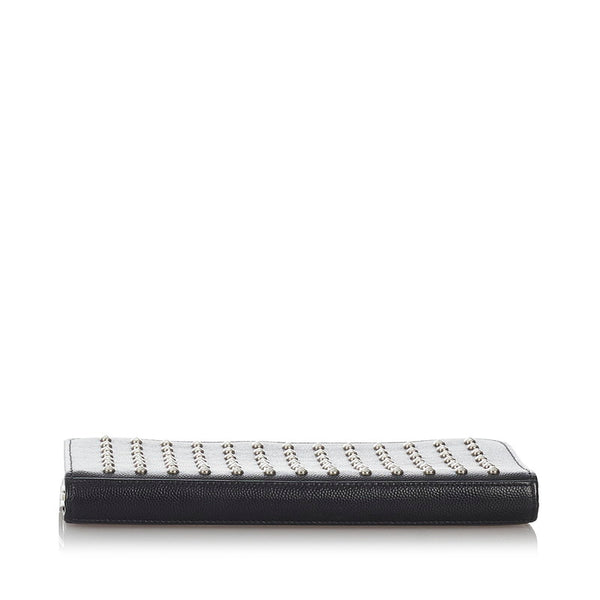 サンローラン スタッズ ブラック レザー ラウンドファスナー　長財布 メンズ SAINT LAURENT 【中古】