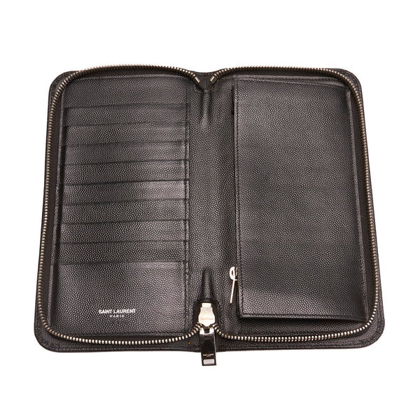 サンローラン スタッズ ブラック レザー ラウンドファスナー　長財布 メンズ SAINT LAURENT 【中古】