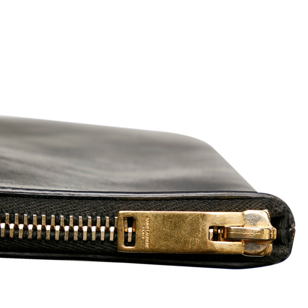 サンローラン クラッチバッグ ブラック レザー レディース SAINT LAURENT 【中古】