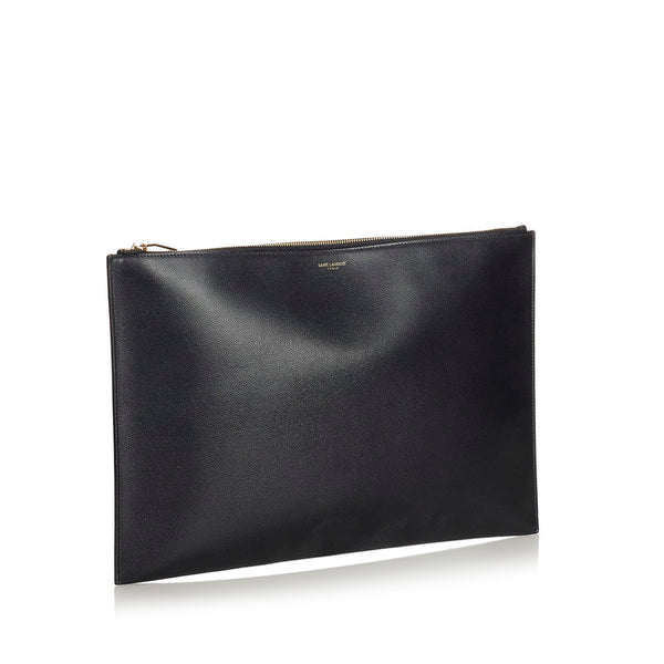 サンローラン クラッチバッグ ブラック レザー メンズ SAINT LAURENT 【中古】