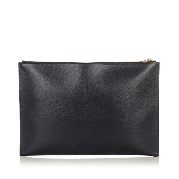 サンローラン クラッチバッグ ブラック レザー メンズ SAINT LAURENT 【中古】