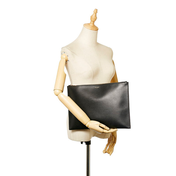 サンローラン クラッチバッグ ブラック レザー メンズ SAINT LAURENT 【中古】