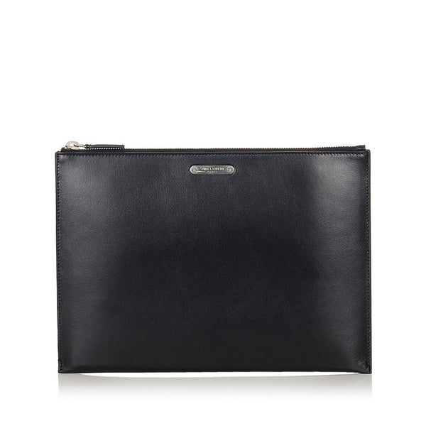 サンローラン クラッチバッグ ブラック レザー メンズ SAINT LAURENT 【中古】