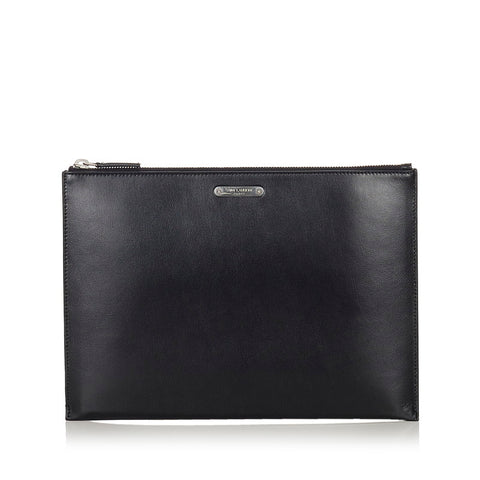 サンローラン クラッチバッグ ブラック レザー メンズ SAINT LAURENT 【中古】