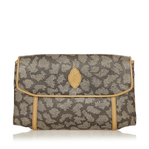 サンローラン ブラウン　ベージュ PVC レザー クラッチバッグ レディース SAINT LAURENT 【中古】