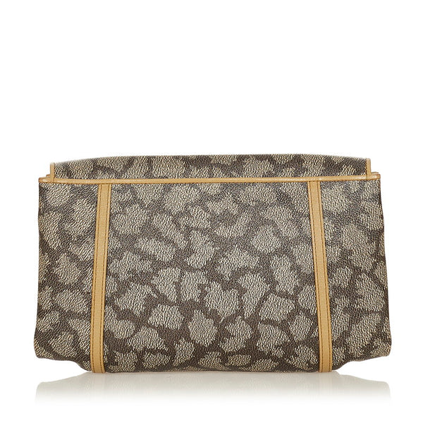 サンローラン ブラウン　ベージュ PVC レザー クラッチバッグ レディース SAINT LAURENT 【中古】