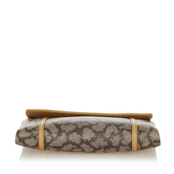 サンローラン ブラウン　ベージュ PVC レザー クラッチバッグ レディース SAINT LAURENT 【中古】