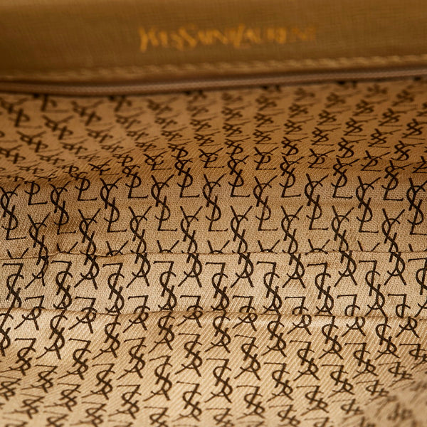 サンローラン ブラウン　ベージュ PVC レザー クラッチバッグ レディース SAINT LAURENT 【中古】